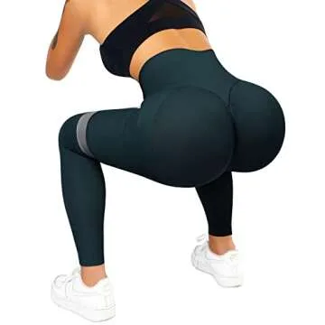 SUUKSESS Scrunch Butt Lifting Seamless Leggings for Women Booty High Waisted Workout Yoga Pants (Deep Green, S)