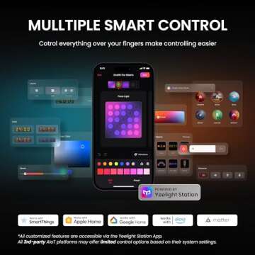 YEELIGHT Cube Smart Table Ambient Lamp, Matrix Light, 16 Million Colors Option, RGBIC Individual Addressable, Dynamic Lighting, Music Flow, WiFi Connected, APP Control, for Bedroom, Cube*1, Adapter*1