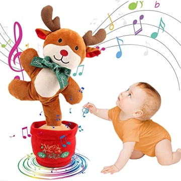Emoin Singing Reindeer Dancing Cactus Baby Toys 6 to 12 Months Musical Light up Toy Mimicking Repeat...