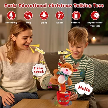 Emoin Singing Reindeer Dancing Cactus Toy for Kids