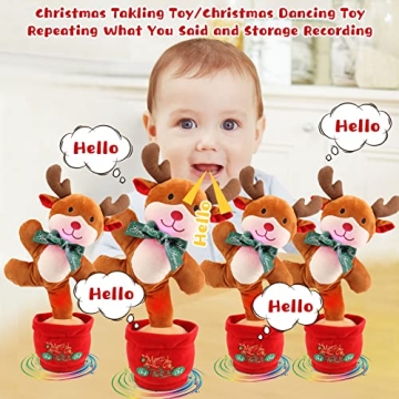 Emoin Singing Reindeer Dancing Cactus Toy for Kids