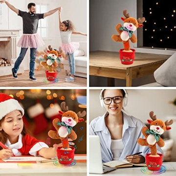 Emoin Singing Reindeer Dancing Cactus Toy for Kids