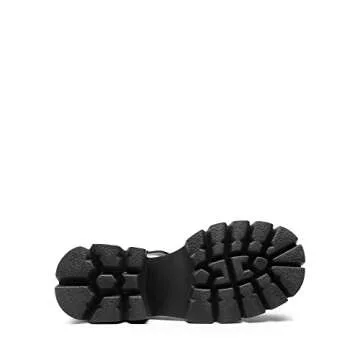 DREAM PAIRS Women's SDHS2316W Lug Sole Low Platform Chunky Block Heels Square Toe Ankle Straps Sandals Black Size 9