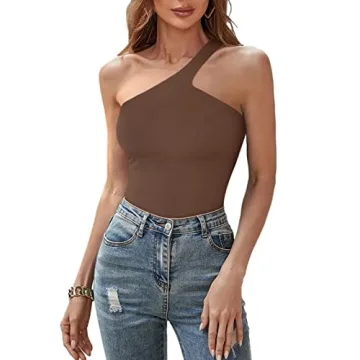 REORIA Women's Sexy One Shoulder Bodysuit - Chic Style