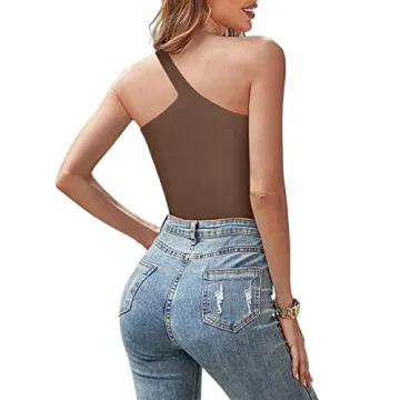 REORIA Women's Sexy One Shoulder Bodysuit - Chic Style
