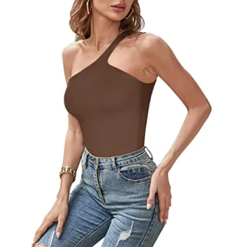 REORIA Women's Sexy One Shoulder Bodysuit - Chic Style