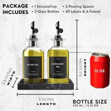 Verspace Olive Oil Dispenser Set with Tray & Labels