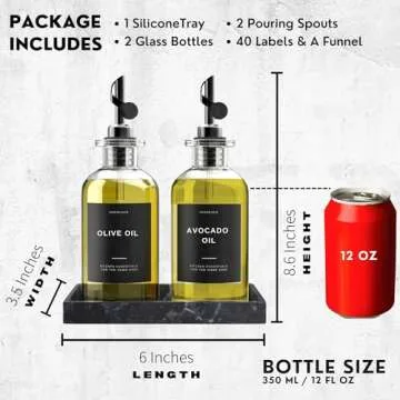 Verspace Olive Oil Dispenser Set with Tray & Labels