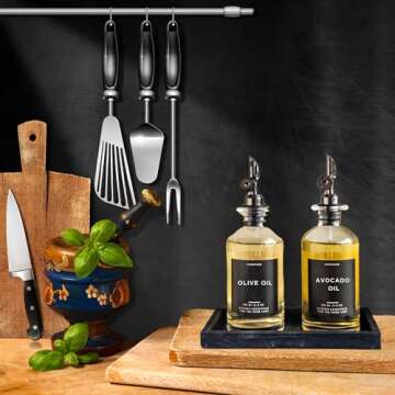 Verspace Olive Oil Dispenser Set with Tray & Labels
