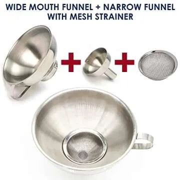 KEISSCO Stainless Steel Funnel Set for Canning and More