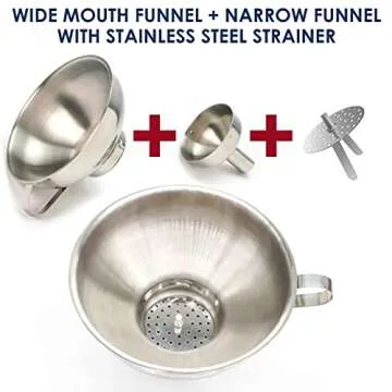 KEISSCO Stainless Steel Funnel Set for Canning and More