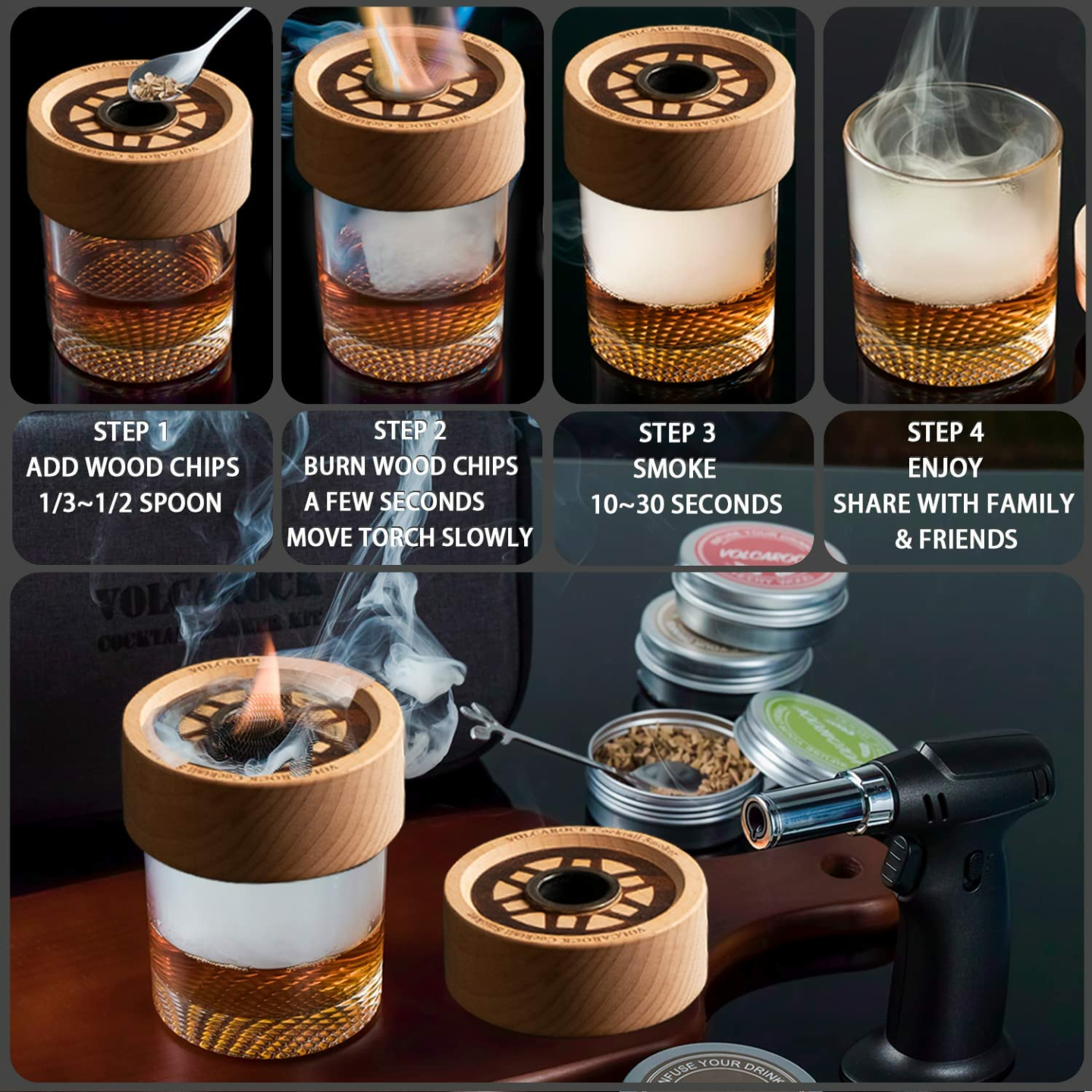 VOLCAROCK Cocktail Smoker Kit for Perfect Drinks
