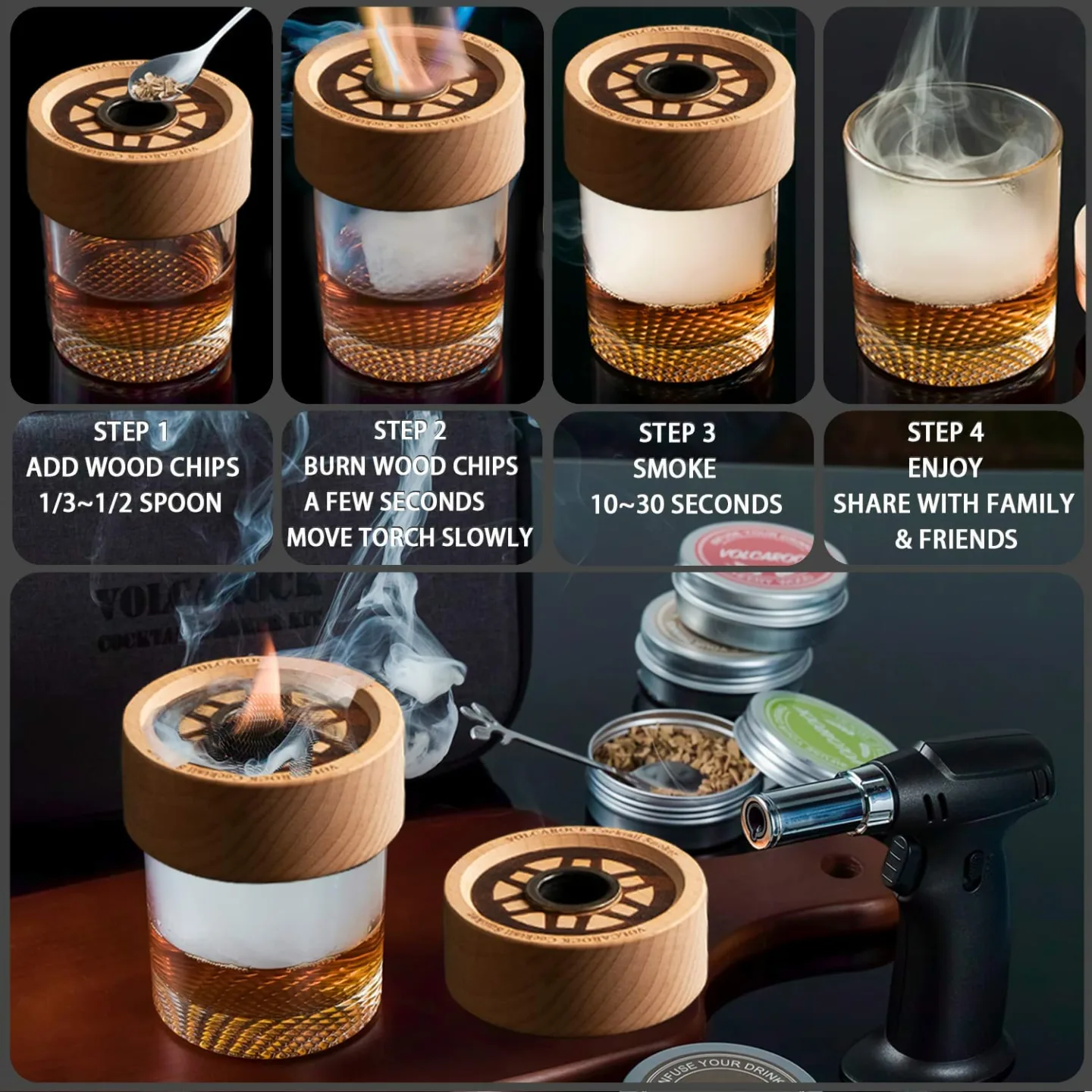 VOLCAROCK Cocktail Smoker Kit for Perfect Drinks