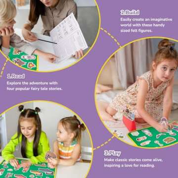 CHEFAN Felt/Flannel Board Story Set of 4, PRECUT Felt Pieces for Preschool Toddlers, Three Little Pigs|Goldilocks and Three Bears|Hansel and Gretel|The Hare and Tortoise