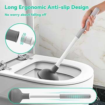 MIBIO Toilet Plunger and Brush,2 in 1 Toilet Bowl Brush and Plunger Set for Bathroom Heavy Duty, Toilet Plunger with Holder Hidden Set for Deeply Cleaning (White,1 PCS)