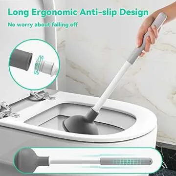 MIBIO Toilet Plunger and Brush,2 in 1 Toilet Bowl Brush and Plunger Set for Bathroom Heavy Duty, Toilet Plunger with Holder Hidden Set for Deeply Cleaning (White,1 PCS)