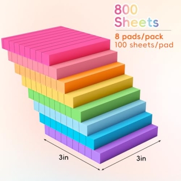EOOUT Super Adhesive Rainbow Sticky Notes 3x3