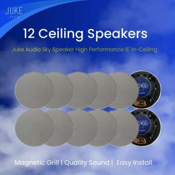 JUKE AUDIO | 6 Zone Amplifier with 12 Ceiling Speakers | Multi-Room Audio Package