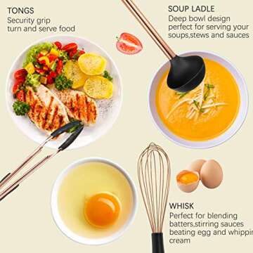 Silicone Cooking Utensil Set,14 Pcs Kitchen Utensils Set with Holder Non-stick Heat Resistant Cookwa...