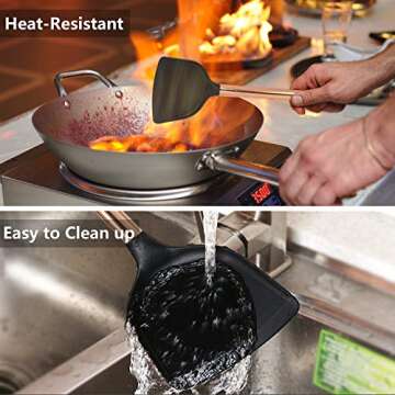 Silicone Cooking Utensil Set,14 Pcs Kitchen Utensils Set with Holder Non-stick Heat Resistant Cookware Cooking Turner Tongs Spatula Spoon with Stainless Steel Handle (Gold Black) BPA Free, Non Toxi