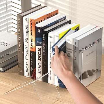 Stylish missrain Acrylic Bookends - Durable & Clear Book Ends