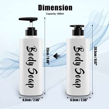 AUMIO 16.9oz Shampoo and Conditioner Dispenser Set of 3-Printed Shower Soap Dispenser Plastic Shampoo Bottles Refillable with Pump - Shampoo Conditioner Body Wash Dispenser for Bathroom Shower Wall
