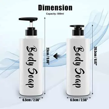 AUMIO 16.9oz Shampoo and Conditioner Dispenser Set of 3-Printed Shower Soap Dispenser Plastic Shampoo Bottles Refillable with Pump - Shampoo Conditioner Body Wash Dispenser for Bathroom Shower Wall