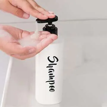 AUMIO 16.9oz Shampoo and Conditioner Dispenser Set of 3-Printed Shower Soap Dispenser Plastic Shampoo Bottles Refillable with Pump - Shampoo Conditioner Body Wash Dispenser for Bathroom Shower Wall