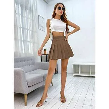 Floerns Women's Pleated, Mocha Brown, Medium