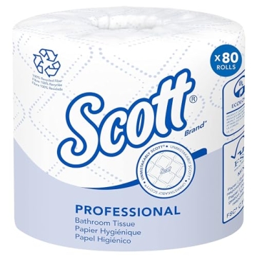 Scott® Professional 100% Recycled Fiber Standard Roll Toilet Paper (Bulk 2-Ply, Individually Wrappe...