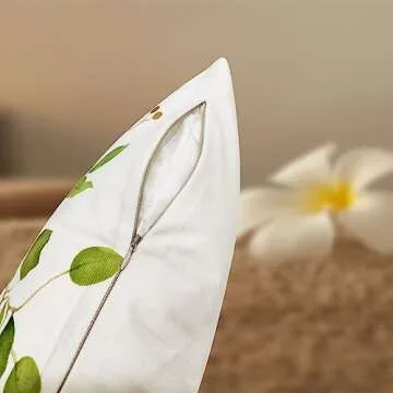 TOENGS Farmhouse Pillow Covers 18x18 Set of 4, Decorative Throw Pillow Cover Pillowcase Summer Floral Leaves Bless Home Cushion Case for Room Bedroom Sofa Chair Car