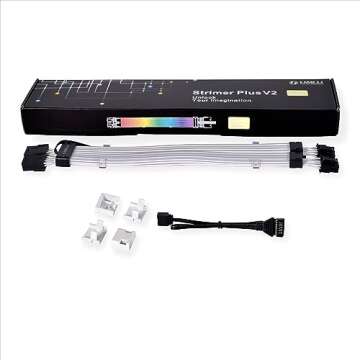 LIAN LI Strimer Plus V2 8 Pin (PW8-PV2) - Addressable RGB VGA Power Cable-(No Controller Included) - for Dual 8 PIN GPU Connector