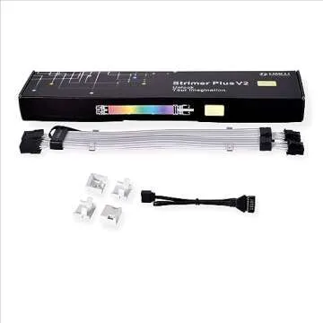 LIAN LI Strimer Plus V2 8 Pin (PW8-PV2) - Addressable RGB VGA Power Cable-(No Controller Included) - for Dual 8 PIN GPU Connector