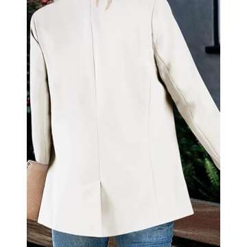Newffr Women's Open Front White Blazer for Office Style