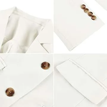 Newffr Women's Open Front White Blazer for Office Style