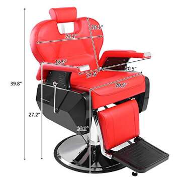 mefeir Reclining Barber Chair All Purpose for Hair Stylist Tattoo, Heavy Duty Styling Chair with 360...