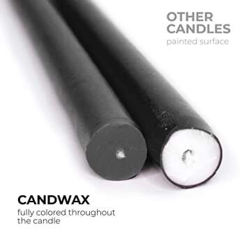 CANDWAX 12 inch Taper Candles Set of 4 - Dripless and Smokeless Candle Unscented - Slow Burning Blac...
