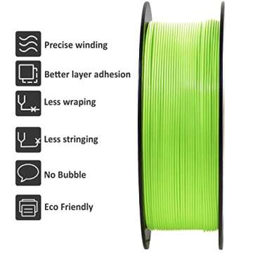 GIANTARM Apple Green 3D Printer PLA Filament 1Kg,Toughness Enhanced Filament with 1.75mm Dimensional Accuracy +/-0.03mm, 1080 Feet per Roll, Vacuum Packaging, for Most 3D FDM Printer
