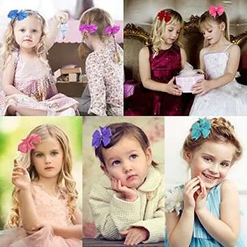 80 Piece Colorful Grosgrain Hair Clip Set for Girls