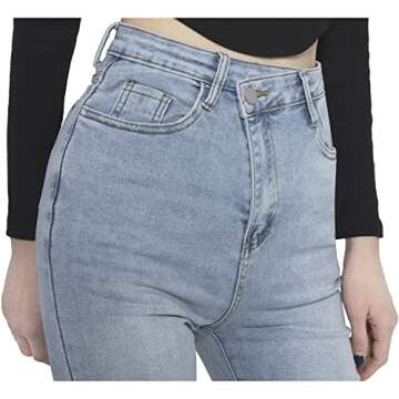 PMZM Blue Tummy Control High Waisted Straight Leg Jeans