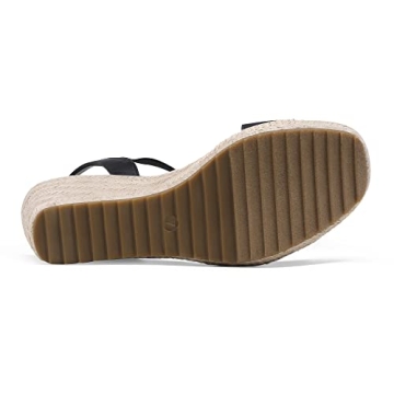 DREAM PAIRS Women's Black Espadrille Wedge Sandals