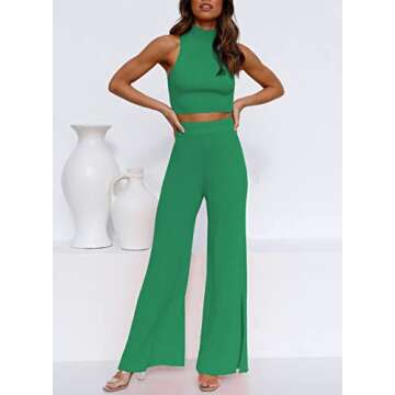 ARTFREE Womens Chesitable 2 Piece Sweatsuits Set Green XL