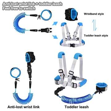 Blisstime 2 in 1 Toddler Leash - Anti Lost Wrist Link for Toddlers - Toddler Harness, Baby Leash, Le...