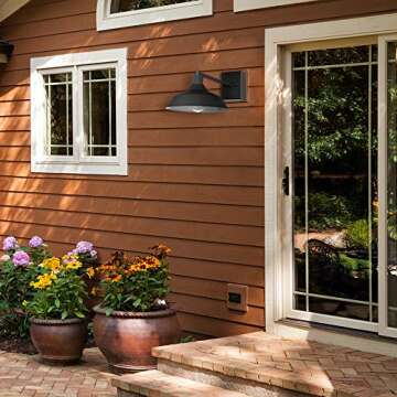 Globe Electric Modern Farmhouse Wall Sconce, Matte Black, 12 x 11 x 9 inches, Indoor/Outdoor, Kitche...