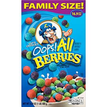 Cap'n Crunch Cereal, Oops All Berries, 16.9oz Box (Packaging May Vary)