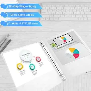 1 Inch Binders with 2 Interior Pockets,1" 3 Round Ring Binder,Holds Letter 8.5 * 11 inch Paper,for Office,Home,School Use 6 Pack(3 Black, 3 White)