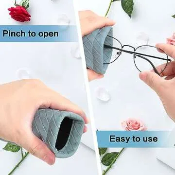 Valuatic Portable Squeeze Top Sunglass Case - Pu Leather Soft Sunglasses Case Easy To Use Eyeglasses Case Pouch 2 Pack (Beige-Black)