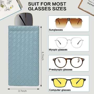 Valuatic Portable Squeeze Top Sunglass Case - Pu Leather Soft Sunglasses Case Easy To Use Eyeglasses Case Pouch 2 Pack (Beige-Black)