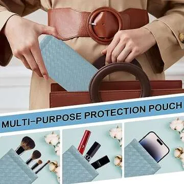 Valuatic Portable Squeeze Top Sunglass Case - Pu Leather Soft Sunglasses Case Easy To Use Eyeglasses Case Pouch 2 Pack (Beige-Black)