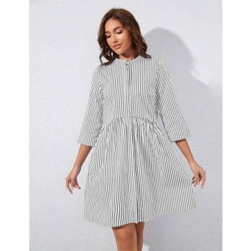 Ythomm Women's Casual Striped Shirt Dress for All Seasons